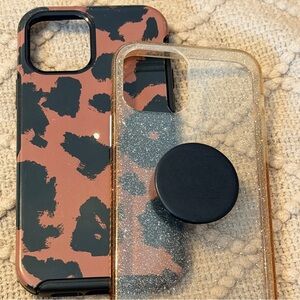 OtterBox Symmetry Spot On leopard case 12 & 12PRO. +bonus glitter popsocket case